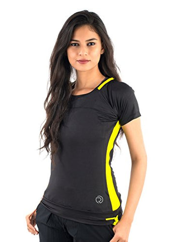 Image of TRUEREVO Women's T-Shirt (161126MBLKCYLW_M_Black & Yellow_Medium)