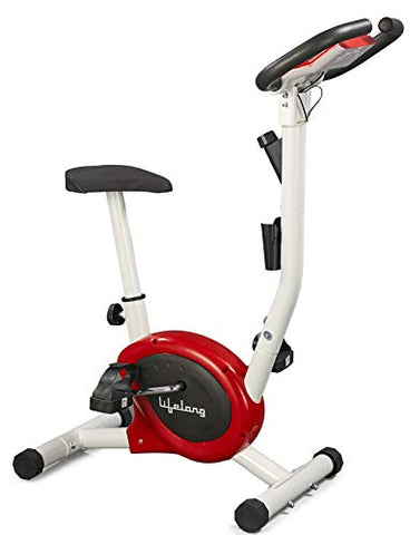 Image of Lifelong LLF135 FitPro Stationary Exercise Belt Bike for Weight Loss at Home with Display and Resistance Control, White (Free Installation Assistance)