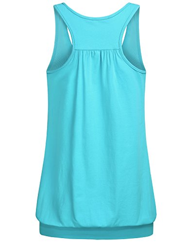 Miusey Exercise Tops for Women, Ladies Sleeveless Scoop Neck Racerback Tank Workout Athletic Activewear Junior Yoga Running Sports Fitness Shirt Blue-3 M