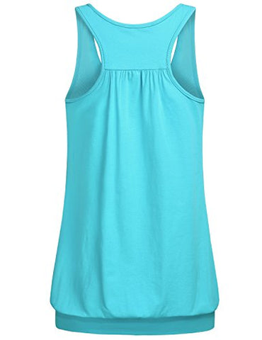 Image of Miusey Exercise Tops for Women, Ladies Sleeveless Scoop Neck Racerback Tank Workout Athletic Activewear Junior Yoga Running Sports Fitness Shirt Blue-3 M