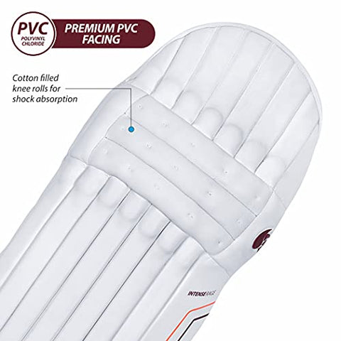 Image of DSC 1500387 Leather Intense Rage Cricket Batting Legguard Men's Right - White, red