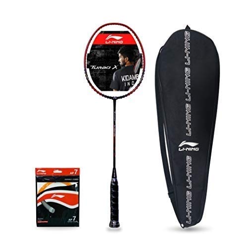 Li-Ning Turbo X-50-G4 (AYPM106-4) Carbon-Graphite Badminton Racquet (Black/Red) with String and Cover