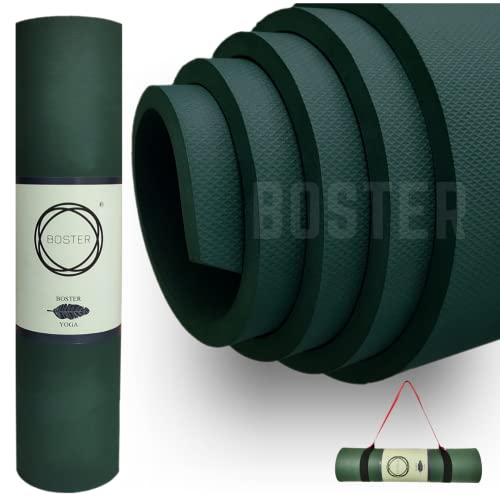 BOSTER 6 MM Yoga Mat with Carrying Strap Extra Large and Thick Exercise and Yoga Mat for Aerobics Workout Men and Women Anti Skid for Floor Exercises and Gym Workout Made in India