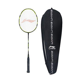 Li-Ning SS-20-G5 Carbon-Graphite Strung Badminton Racquet, S1 (Black/Lime) with Free Racket Cover