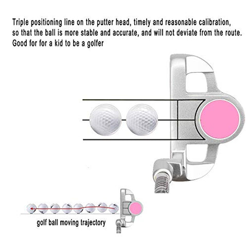 Image of Junior Golf Putter Stainless Steel Kids Putter Right Handed 3 Sizes to Choose Freely for Kids Ages 3-5 6-8 9-12(Pink Head+Pink Grip, 29inch,Age 9-12)