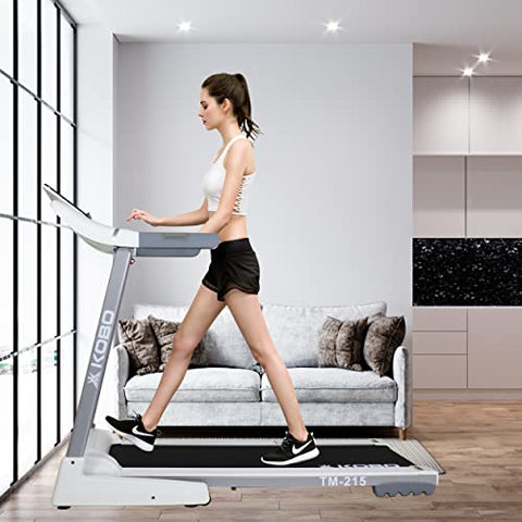 Image of Kobo TM-215 Stainless-Steel 2.5 HP - 5 HP Peak DC Motorised Treadmill for Home Use with Bluetooth Connectivity APP, Free Installation Assistance (White)