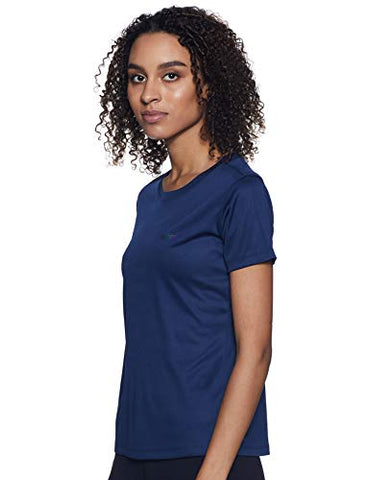 Image of Fusefit Women's Plain Slim fit Sports T-Shirt (FFA-WT001-03_Navy Small)