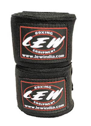 LEW Mexican Style Boxing Cotton Elastic Hand and Wrist Support Hand Wraps (Black, 108")