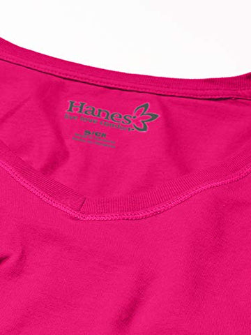 Image of Hanes Women's V-Neck Long Sleeve Tee, Sizzling Pink, Large