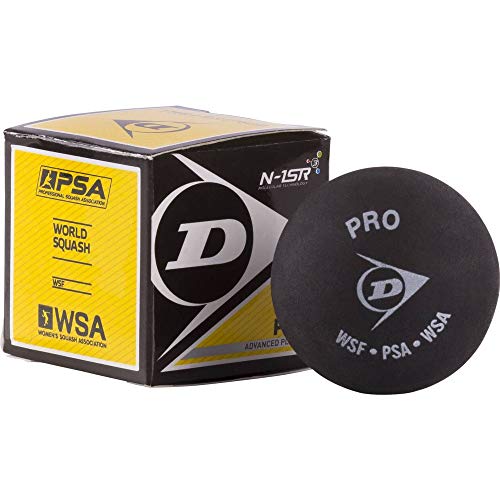 Dunlop Pro Double Dot Rubber Squash Ball, Pack of 4 (Black)