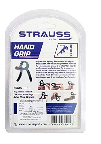 Strauss Adjustable Hand Grip Strengthener, (Black/Orange)