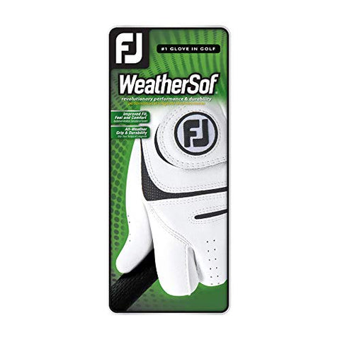 Image of FootJoy Men's WeatherSof Golf Glove White Medium, Worn on Left Hand