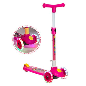 NHR Smart Kick Scooter, 3 Adjustable Height, Foldable,Front Wheel Light & PVC Wheels for Kids (3 to 8 Years ,Pink)