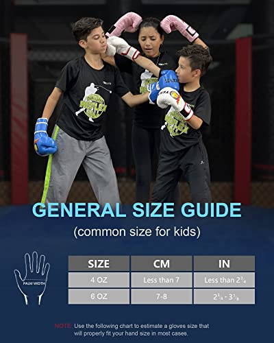 TEKXYZ Bad Kids Series Boxing Gloves 4 OZ, Black - Synthetic Leather Kids Boxing Training Gloves with Vivid Color for Boys and Girls Age 3 to 12 Years Old