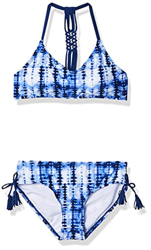 Kanu Surf Girls' Big V-Neck Bikini Beach Sport 2-Piece Swimsuit, Willow Navy Tie-dye, 12