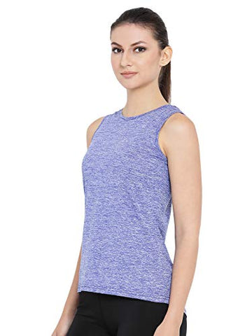 Image of Clovia Women's Blue Gym/Sports Textured Activewear Top (AT0070P03_Blue_XL)