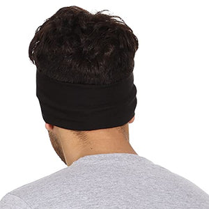Gajraj Wide, Moisture Wicking and Non-Slip Exercise Workout Cotton Headband for Men and Women (Black)