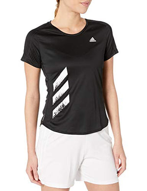 adidas Women's Run It Tee Pb 3 Stripes Women, Black, Medium