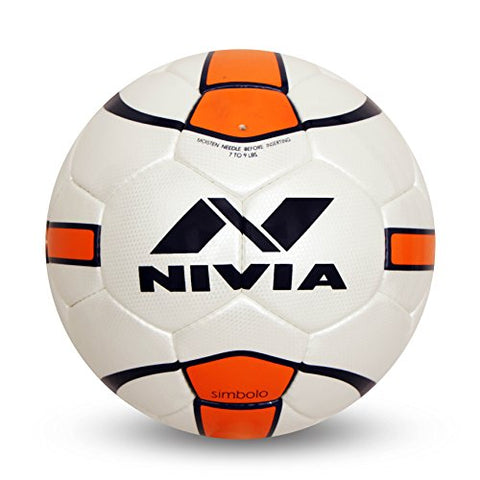 Image of Nivia Simbolo Football, Size 5 (White/Orange), leather