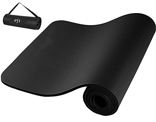 OJS ® EVA Yoga Mat with Carrying Bag for Gym Workout and Yoga Exercise with 6mm Thickness, Anti-Slip Yoga Mat for Men & Women Fitness (Made in India) (Black)