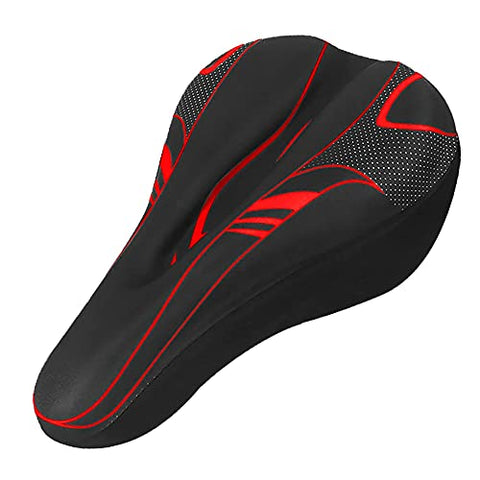 Image of FABSPORTS Premium Microfiber Bicycle Saddle Pad, Extra Gel Cushion Bike Seat Cover Fits Narrow/Slim Seats (Red, 11x7.5 Inch)