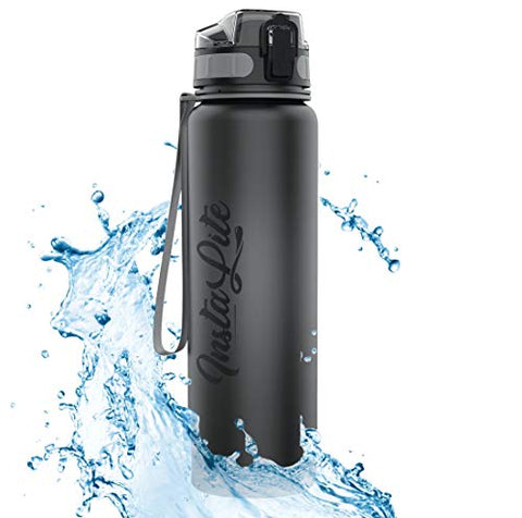 Image of InstaLite Unbreakable Sports Water Bottle 1 Litre with Time Markings, BPA Free Non-Toxic Water Bottle for Gym, Office Water Bottle (Stone Grey, 1000 ML)