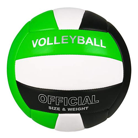 Image of YANYODO Official Size 5 Volleyball, Soft Indoor Outdoor Volleyball for Game Gym Training Beach Play, Green Black White