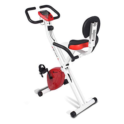 Image of PowerMax Fitness BX-110SX Fitness Exercise Magnetic X Bike Cycle for Home, Weight Loss, Cherry Red