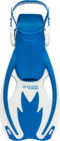 Image of Cressi Kid's Rocks Adjustable Premium Children Fins, Blue/White, S/M-1/2 Y