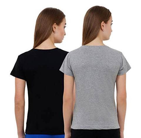 Image of Reifica Women's T-Shirt (Pack of 2) (REFWCOM-2-BG-M_Black And Grey_Medium)