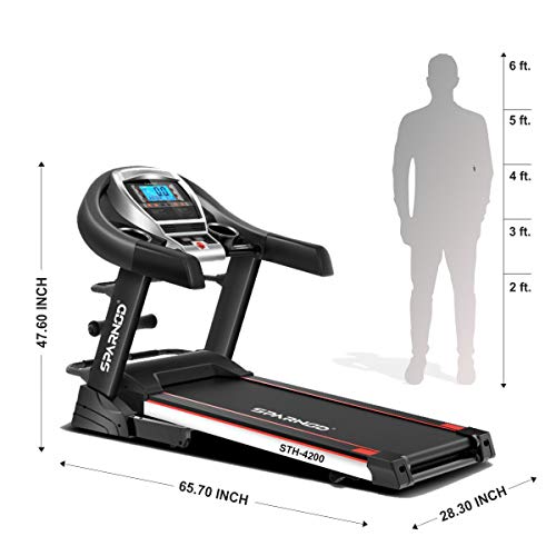 SPARNOD FITNESS STH-4200 (4.5HP Peak) Automatic Treadmill (Free Installation Service) - Foldable Treadmill for Home Use with Multifunction and Auto-Incline
