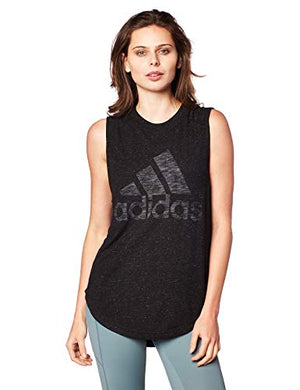 adidas Women's Athletics Graphic Drop Hem Muscle Tee, Black, 2XS