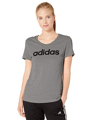 adidas Women's Brush Effect Logo Graphic Tee, Medium Grey Heather/Black, X-Large