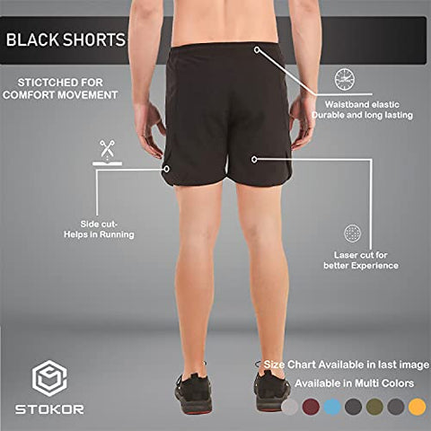 Image of STOKOR Athleisure Men's Regular Fit Sports Shorts | Quick Dry Technology | (Large, Black)