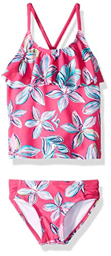 Kanu Surf Girls' Big Flounce Tankini Beach Sport 2-Piece Swimsuit, Charlotte Pink Floral, 12