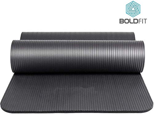 Boldfit Yoga Mat for Men and Women NBR Material with Carrying Strap, 1/2 Inch (10mm) Mats for Workout Yoga Fitness Pilates and Floor Exercises, High-Density Anti-Tear Non-Slip Extra-Cushion