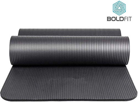 Image of Boldfit Yoga Mat for Men and Women NBR Material with Carrying Strap, 1/2 Inch (10mm) Mats for Workout Yoga Fitness Pilates and Floor Exercises, High-Density Anti-Tear Non-Slip Extra-Cushion