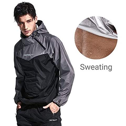 Image of HOTSUIT Sauna Suit Men Weight Loss Jacket Pant Gym Workout Sweat Suits, Gray, XL