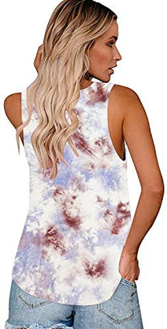 Image of CUQY Womens Tie Dye Shirts Workout Tank Tops Loose Fit Athletic Running T Shirts Summer Tops (Brown tie dye, XL)