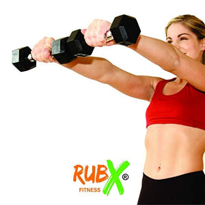 RUBX Rubber Coated Professional Exercise Hex Dumbbells (Pack of Two) (2.5)