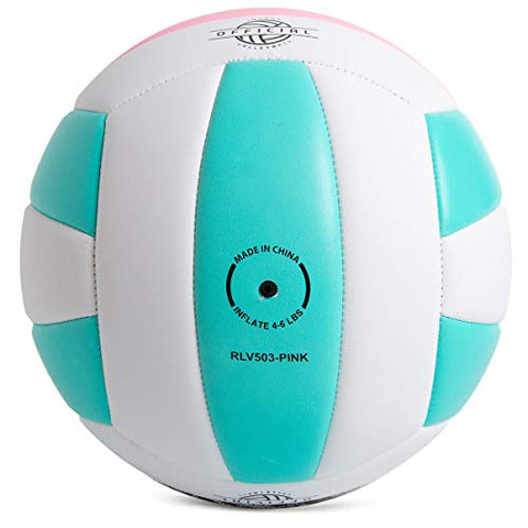 Image of Runleaps Soft Indoor Volleyball Waterproof Volleyball Light Touch Recreational Ball for Pool Gym Indoor Outdoor (Pink/Light Blue, Size 5)