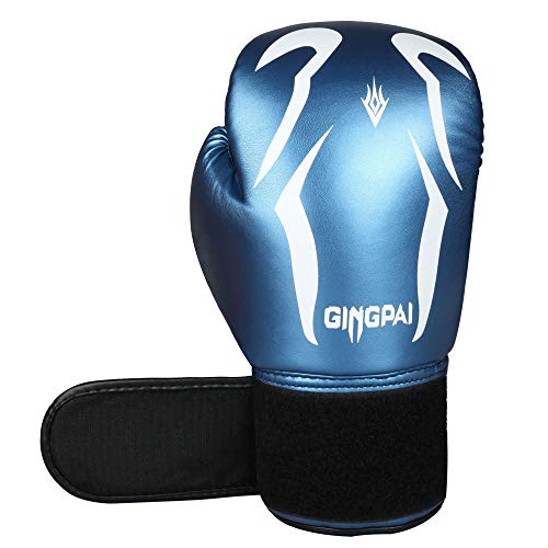 GINGPAI Boxing Gloves Men Women Kid, Kickboxing Muay Thai Fighting Gloves, Punching Heavy Bag (Blue, 6oz)