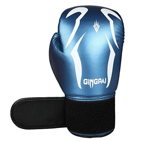 Image of GINGPAI Boxing Gloves Men Women Kid, Kickboxing Muay Thai Fighting Gloves, Punching Heavy Bag (Blue, 6oz)