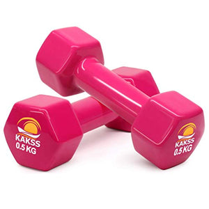 Kakss Cast Iron Vinyl Coated Dumbbells (Pair) (0.5+ 0.5= 1 KG)