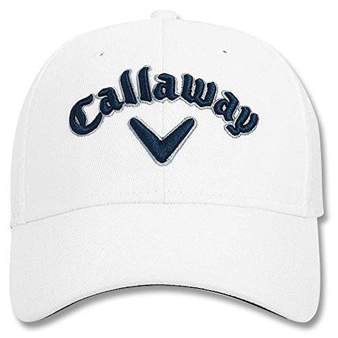 Image of Callaway 2019 Men's Performance Series Mesh Fitted Golf Cap (White|Navy|Silver, S | M)