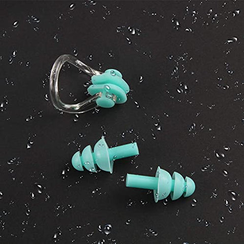 Image of UPINS 14 Sets Waterproof Swimming Earplugs Nose Clips Silicone Swim Training Protector Plugs with Box Package