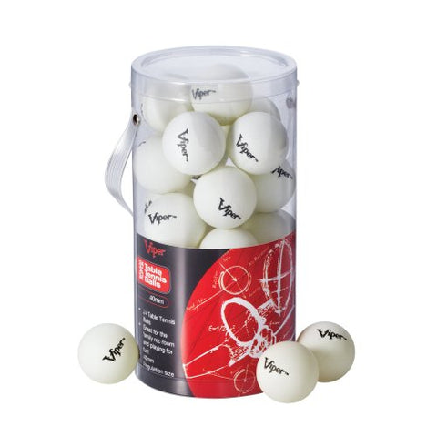 Image of Viper Table Tennis Balls: White 40 mm Regulation Size, 2 Star Rating, 24 Pack