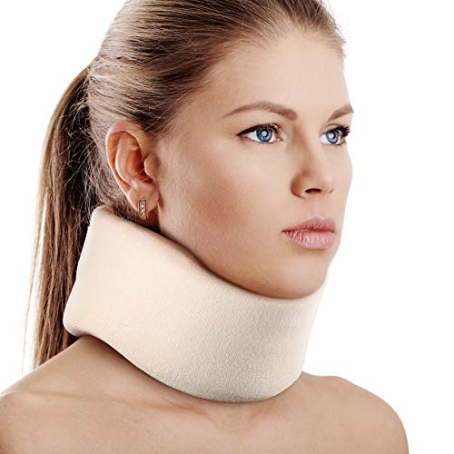 Soft Foam Neck Brace Universal Cervical Collar, Adjustable Neck Support Brace for Sleeping - Relieves Neck Pain and Spine Pressure, Neck Collar After Whiplash or Injury (3" Depth Collar, M)