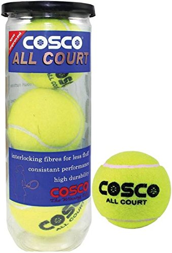 Cosco All Court Tennis Ball, Pack of 3, Yellow Light