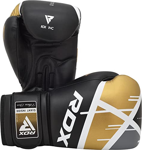 RDX Boxing Gloves EGO, Sparring Muay Thai Kickboxing Pro Heavy Training, Maya Hide Leather, Ventilated Palm, Long Wrist Support, Punching Bag Pads Workout, MMA Gym Fitness, Men Women 8 10 12 14 16oz